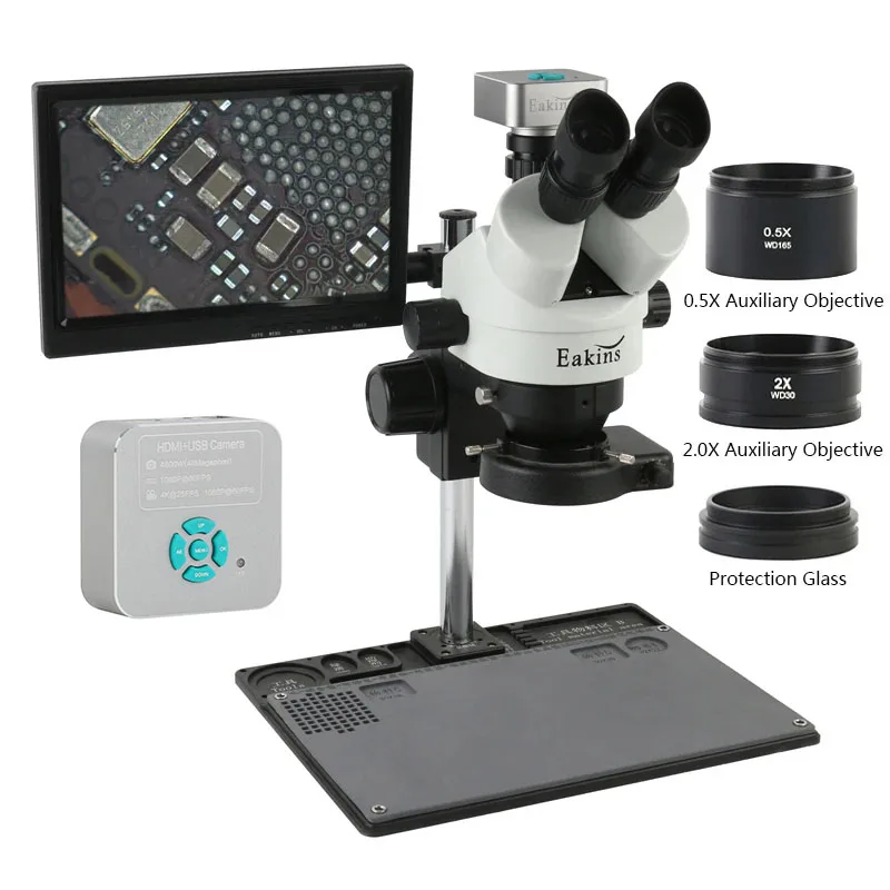 Simul-Focal Industrial Microscope 4K Hdmi - 7X 45X ズーム工業用サイマル焦点 HDMI USB 4K