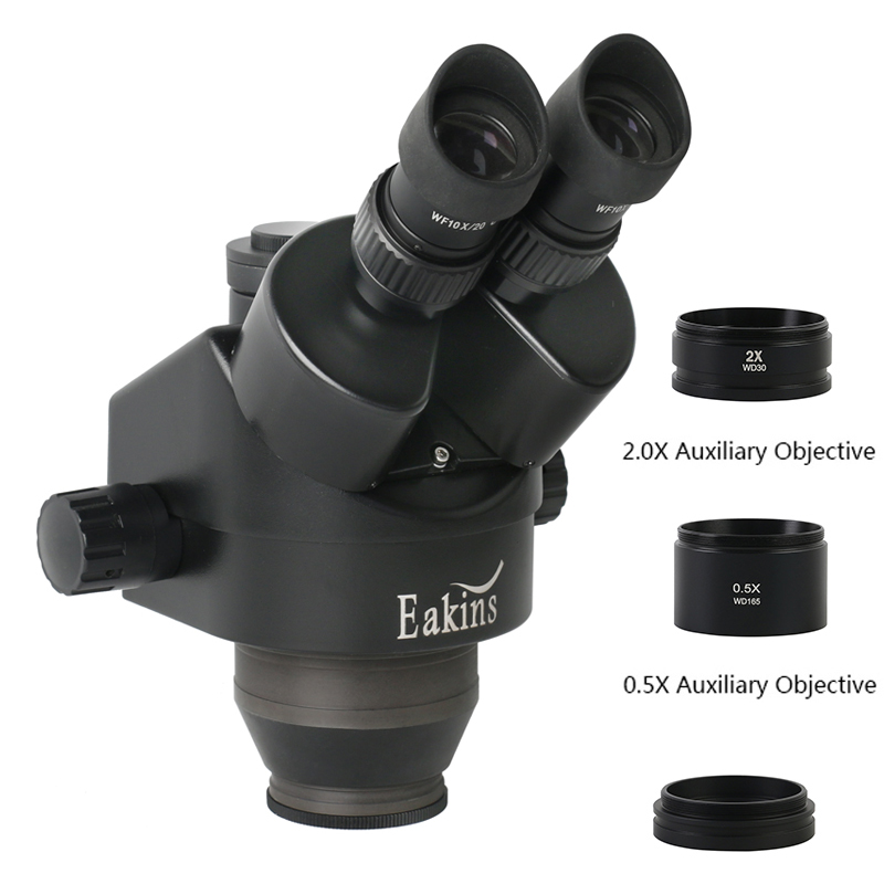 Trinocular Stereo Microscope 7X-45X - Simul-焦点を備えた三眼ステレオ三眼顕微鏡,連続ズームx7x 45x 90x,0.5x x 1x補助,バーローレンズ