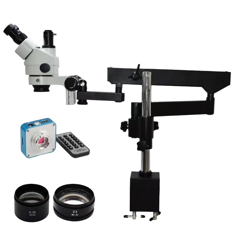 Articulating Arm Boom Stand Microscope - 48MP 3.5X-90X フレキシブル可動関節アームブームスタンド三眼実体顕微鏡