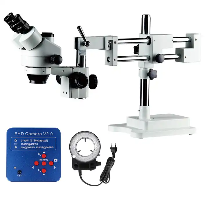 Trinocular Stereo Microscope 7X-45X - 7倍-45倍ズームステレオ製造溶接三角ミラー ステレオ顕微鏡 研究所 工業工場 メンテナンス用拡大鏡