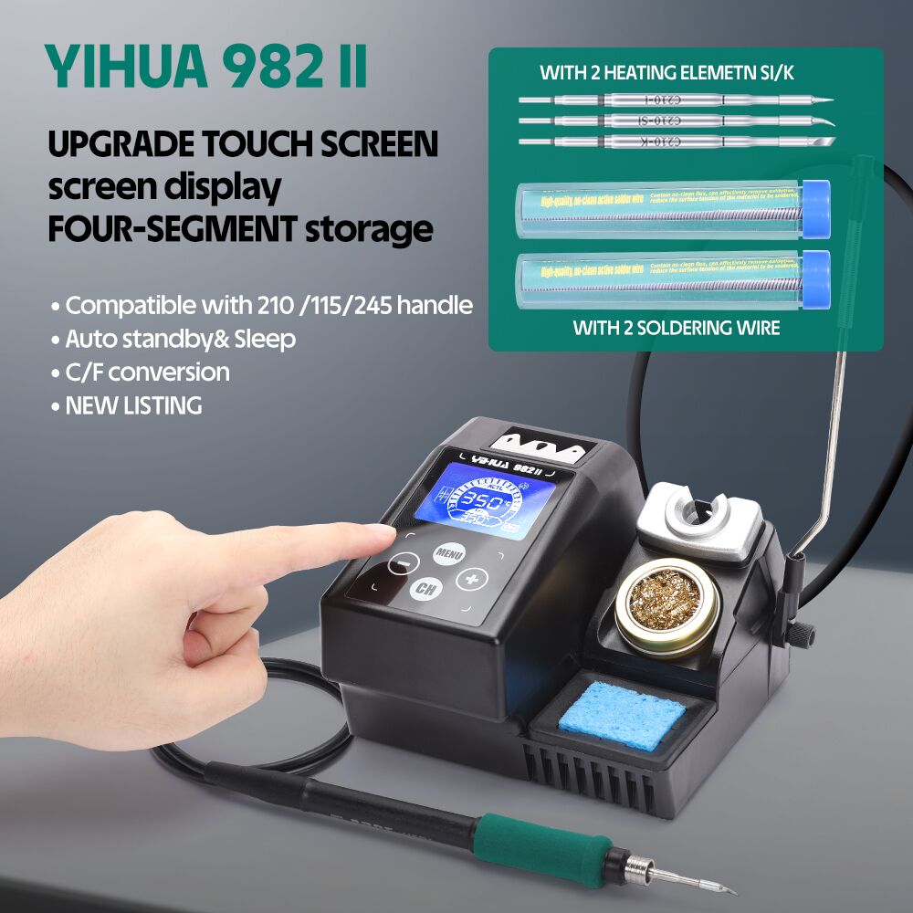 C210 Precision Soldering Station - Yihua-電子はんだごてステーション,タッチスクリーン982-ii,修理,精密,c245,c210