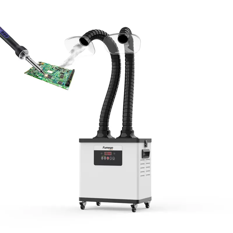 Fume Extractor Soldering Dual Arm - DX1002 デュアルアーム 200W フュームエクストラクター＆はんだ煙吸収器 電子はんだ付けや小型レーザーマーキング作業場の臭気対策用