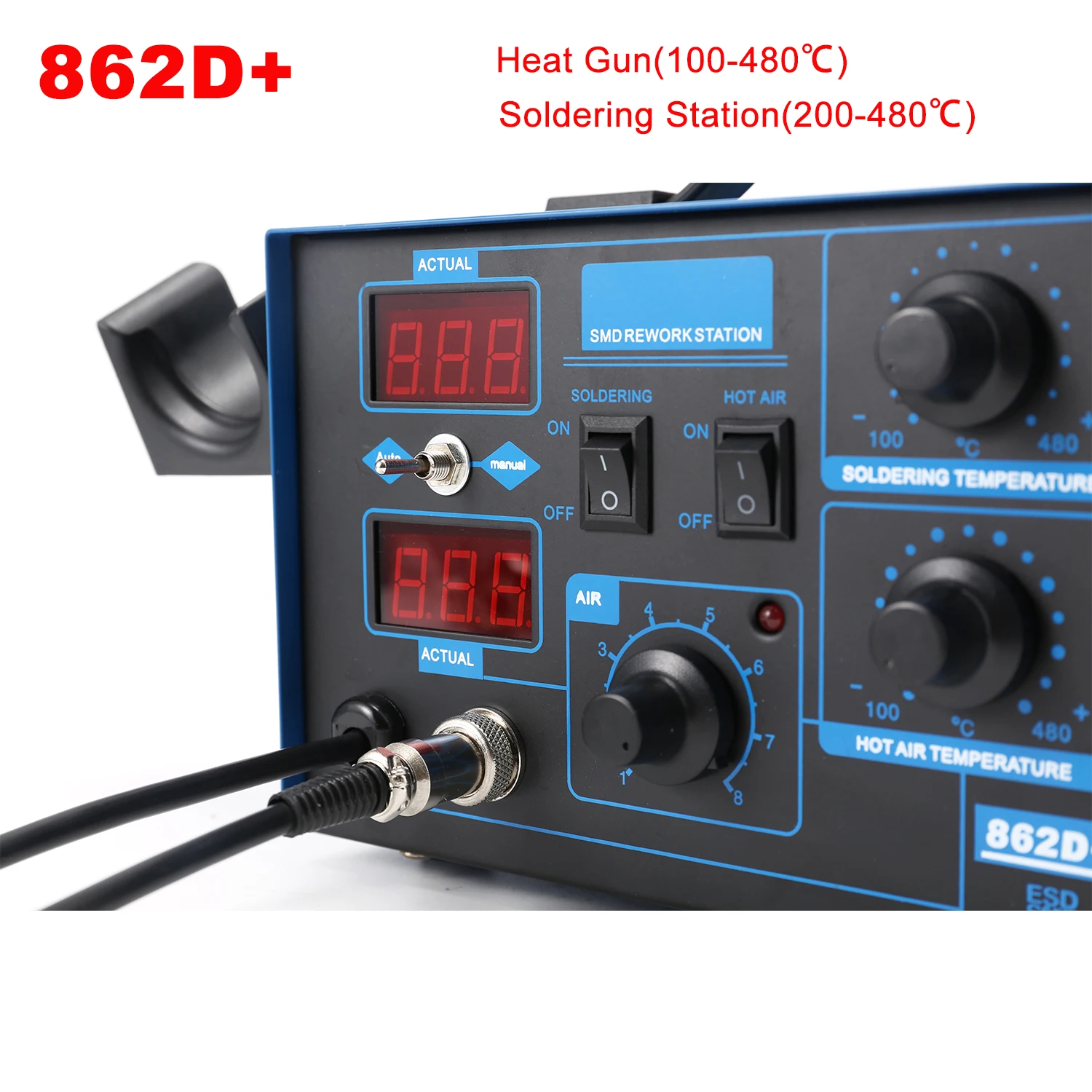 862D+ はんだ付けステーション 2 in 1 BGAリワ - 2 In 1 Soldering Rework Station 750W のレビューと価格