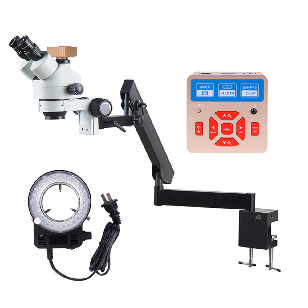 フレキシブルアーム固定クランプ顕微鏡 7X-45X ズーム三 - Trinocular Stereo Microscope 7X-45X のレビューと価格