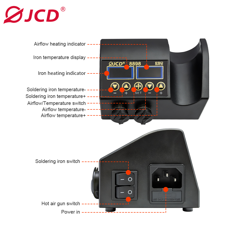 2 in 1 LCDデジタルディスプレイ,はんだごて,熱風修 - 2 In 1 Soldering Rework Station 750W のレビューと価格