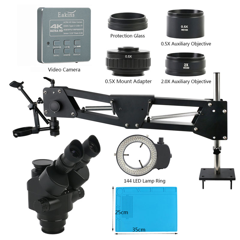 産業用三眼ステレオ三眼顕微鏡,対物レンズ焦点距離シミュレータ - Simul-Focal Industrial Microscope 4K Hdmi のレビューと価格