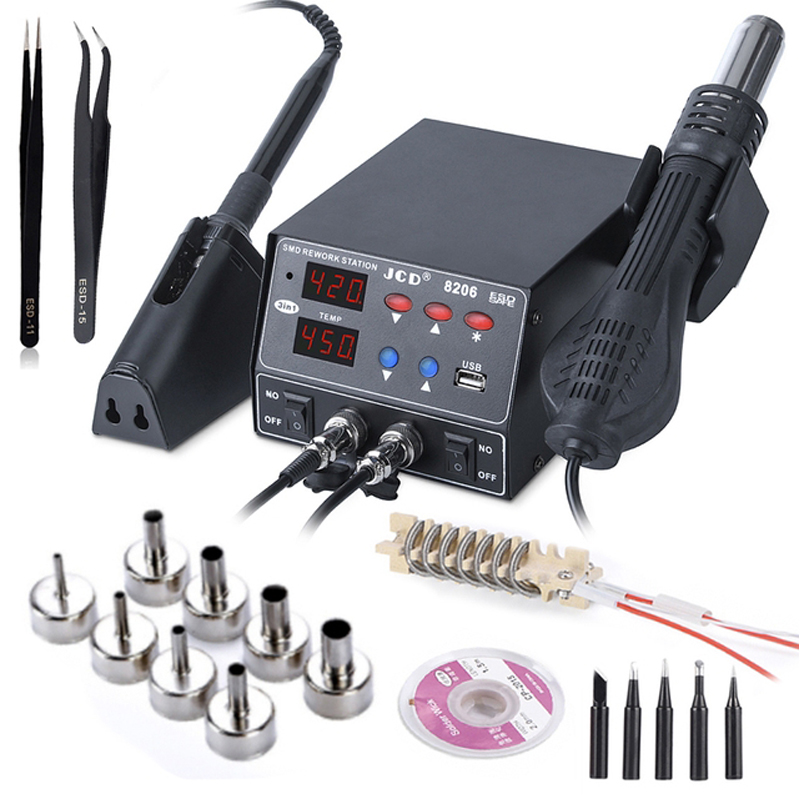 JCD 8206 2 in 1はんだ付けステーション デジタ - 2 In 1 Soldering Rework Station 750W のレビューと価格